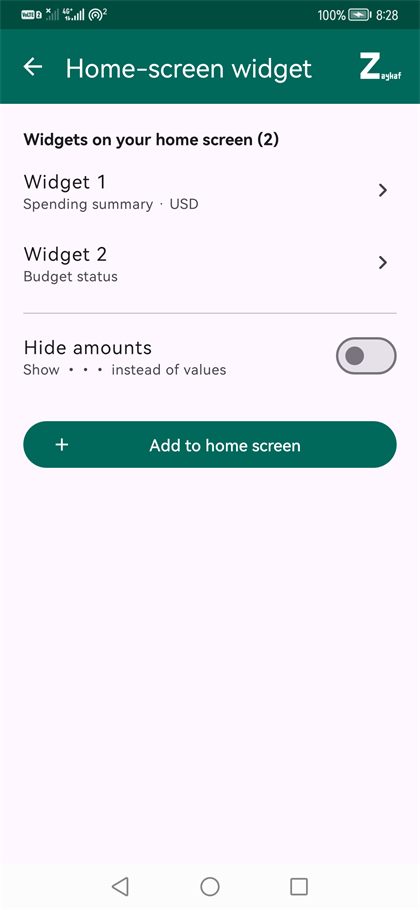 Widget settings