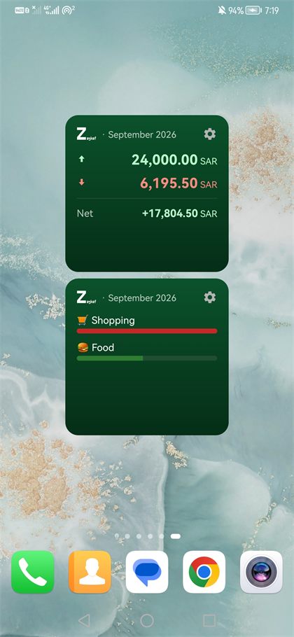 Both widgets on the home screen