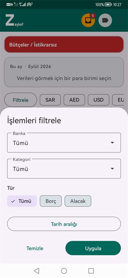 Filtre sayfası