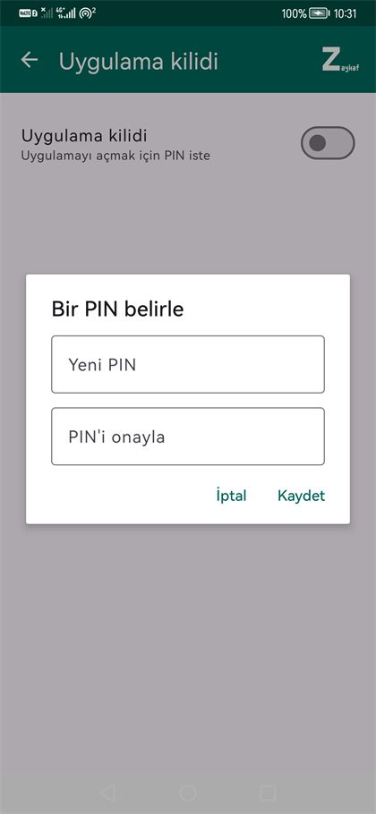 Uygulama kilidi ayarları