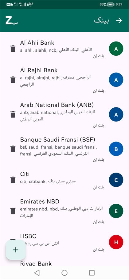 بینکوں کی فہرست